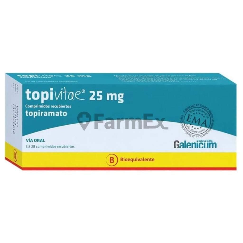 Topivitae 25 mg x 28 comprimidos "Ley Cenabast". Farmex-Fonasa